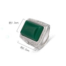 Men's Green Agate Ring 925 Silver Vintage Men's Chrysoprase Ring S4578476 - TUZZUT Qatar Online Shopping