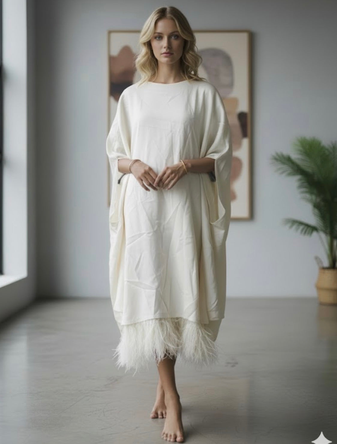 patchwork feathers dress for women 111151