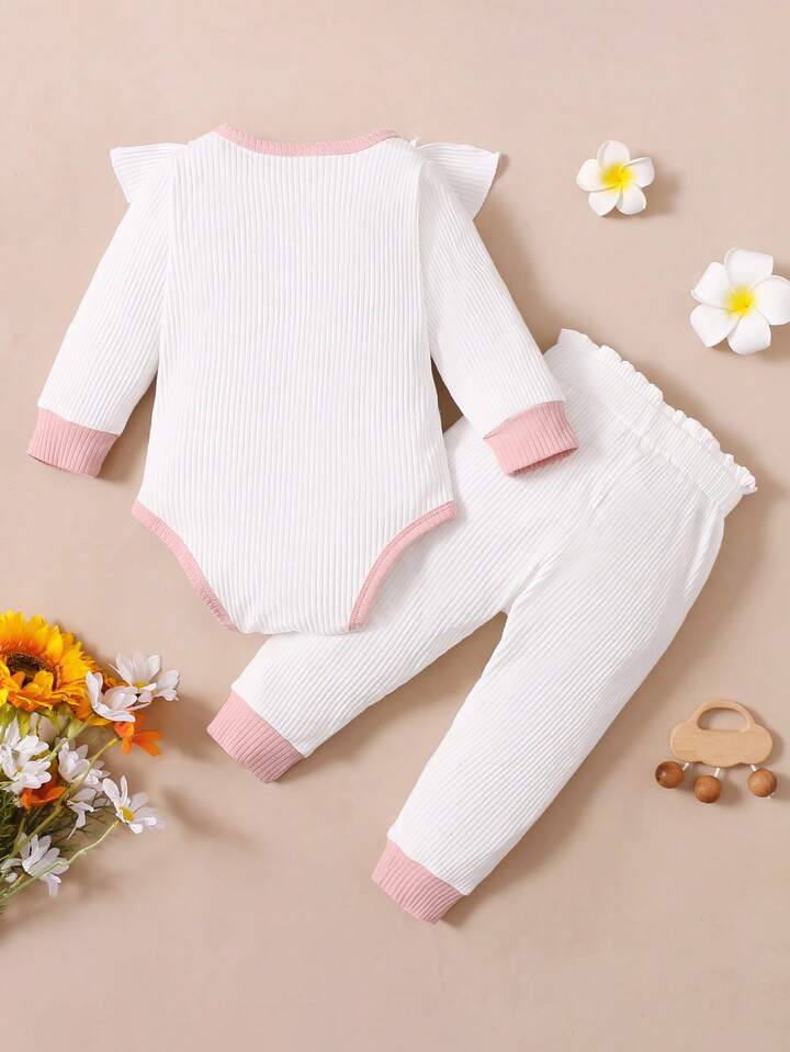 Baby Girl Fashionable Ringer Bodysuit & Paperbag Waist Bow Detail Pants Set 1146539 - TUZZUT Qatar Online Shopping