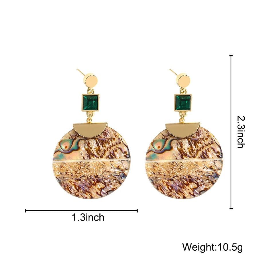 Big Long Round Abalone Shell Drop Earrings for Women Big Long Round Abalone Shell Drop Earrings for Women