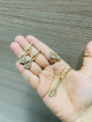 Women 3Pcs Fashion Necklace Earrings Opening Ring Bracelet jewelry sets necklace set 442935 - TUZZUT Qatar Online Shopping