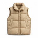 Women’s Beige Padded-Collar Puffer Vest NS47