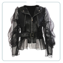 Black Mesh Double Sleeves Jacket with Zipper and Tulle Hem S5069757 - Size M - TUZZUT Qatar Online Shopping