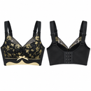 Women’s Black & Gold Floral Lace Longline Bra 5448