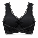 Women’s Black Lace-Trim Cross-Front Support Bra 403720