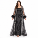 Women’s Black 2-Piece Evening Dress & Embellished Sheer Robe Set FD139