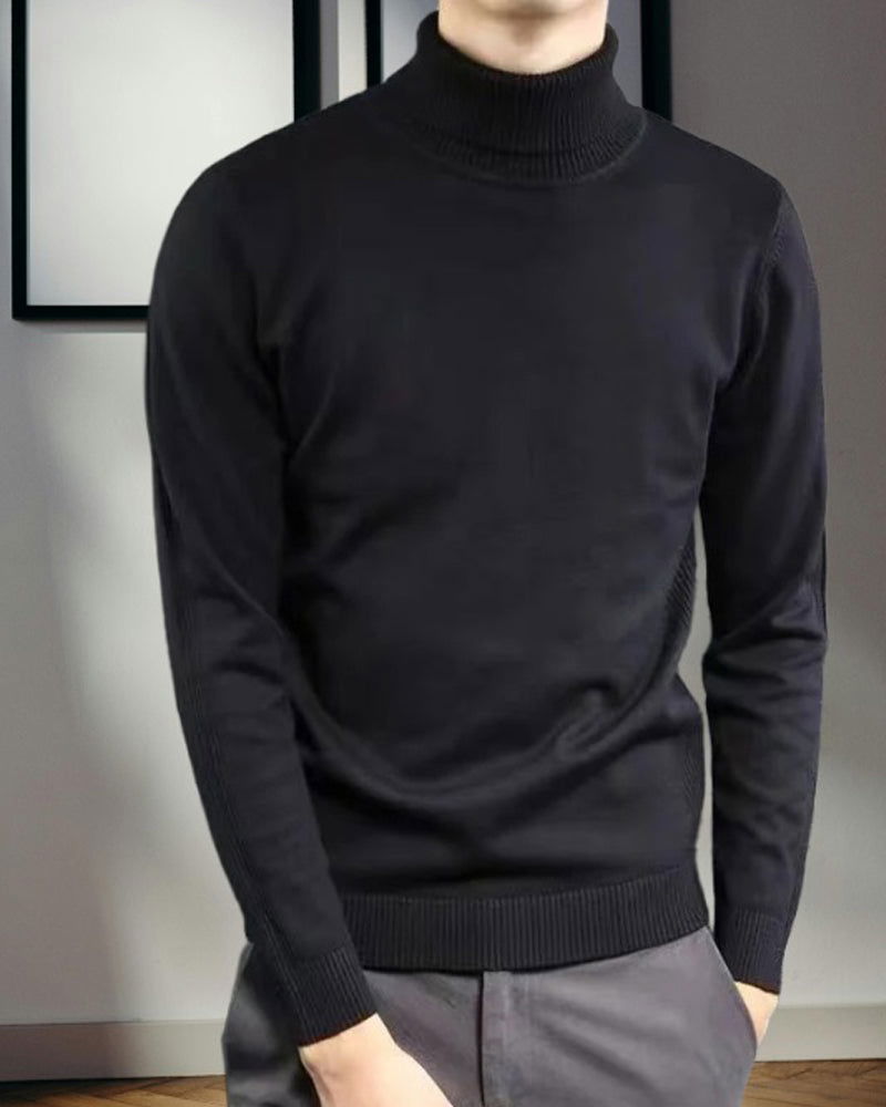 Men's High Collar Wool Pullover Knitted Sweaters  S1639800 - TUZZUT Qatar Online Shopping