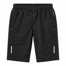 Black Elastic Waist Shorts with Orange Details YD97