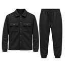 Men’s Black Snap-Front Overshirt & Jogger Set ZK162