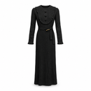 Women’s Black Ribbed Knit Belted Maxi Dress YD23