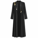 Women’s Black Open-Front Abaya with Metallic Disc Details YD137