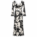 Black & Ivory Floral Ruched Top and Maxi Skirt Set YD58