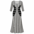 Women’s Black and White Geometric Print Maxi Dress NS105