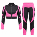 Women’s Black & Hot Pink Zip-Up Jacket and Leggings Set 03591