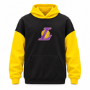 Black & Yellow Colour-Block Basketball Graphic Hoodie NS139