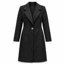Women’s Black Longline Coat with Decorative Button Details NS135