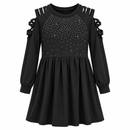 Women’s Black Embellished Cutout-Shoulder Dress 75305