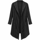 Women’s Black Longline Shawl-Collar Cardigan with Pockets YD79