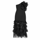 Women’s Black One-Shoulder Ruffle Evening Dress YD53