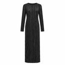 Women’s Black Plissé Long-Sleeve Maxi Dress YD129