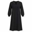 Women’s Black Pleated-Yoke Long-Sleeve Maxi Dress 8122