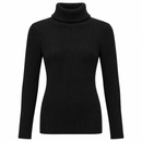 Black Ribbed Turtleneck Long-Sleeve Top YD107