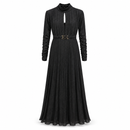 Women’s Black Shimmer Belted Maxi Dress YD136