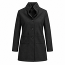 Women’s Black Stand-Collar Button-Front Coat NS33