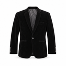 Men’s Black Velvet Single-Button Blazer NS31