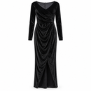 Women’s Black Velvet Ruched Wrap Maxi Dress 306087
