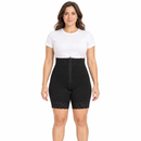Women’s Black High-Waisted Zip-Front Shaping Shorts with Lace Trim 60256