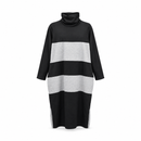 Black and Grey Color-Block Turtleneck Long-Sleeve Dress BG91375