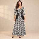 Women’s Black and White Geometric Print Maxi Dress NS105