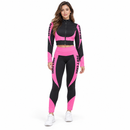 Women’s Black & Hot Pink Zip-Up Jacket and Leggings Set 03591