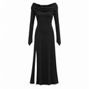 Women’s Black Off-Shoulder Long-Sleeve Maxi Dress B379833
