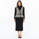 Women’s Black & White Geometric Peplum Knit Dress NS42
