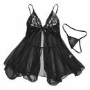 Women’s Black Floral Lace & Mesh Babydoll Set 207338