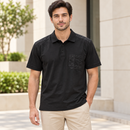 Men’s Black Short-Sleeve Polo Shirt with Chest Pocket NS104