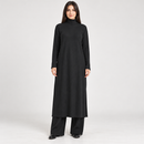 Women’s Black Ribbed High-Neck Long Tunic & Trouser Set NS118