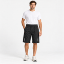 Black Elastic Waist Shorts with Orange Details YD97