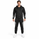 Men’s Black Hooded Tracksuit with White Stripe Panels 185588
