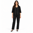 Black Textured Cardigan and Trousers Two-Piece Set NS24