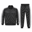 Black Tracksuit Set with White Side Stripes – Zip Jacket & Jogger Pants BT124