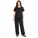 Women’s Black Short-Sleeve Top & Trouser Set YD47