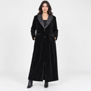 Black Velvet-Look Long Coat with Satin-Look Lapels 375755