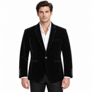 Men’s Black Velvet Single-Button Blazer NS31