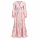 Blush Pink Floral Jacquard Long-Sleeve Maxi Dress BP4421