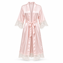 Blush Pink Satin Lace-Trim Long Robe S4643586