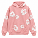 Pink Hooded Sweatshirt with White Raised Details YD110