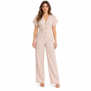 Women’s Blush Beige Belted Wide-Leg Jumpsuit 073141